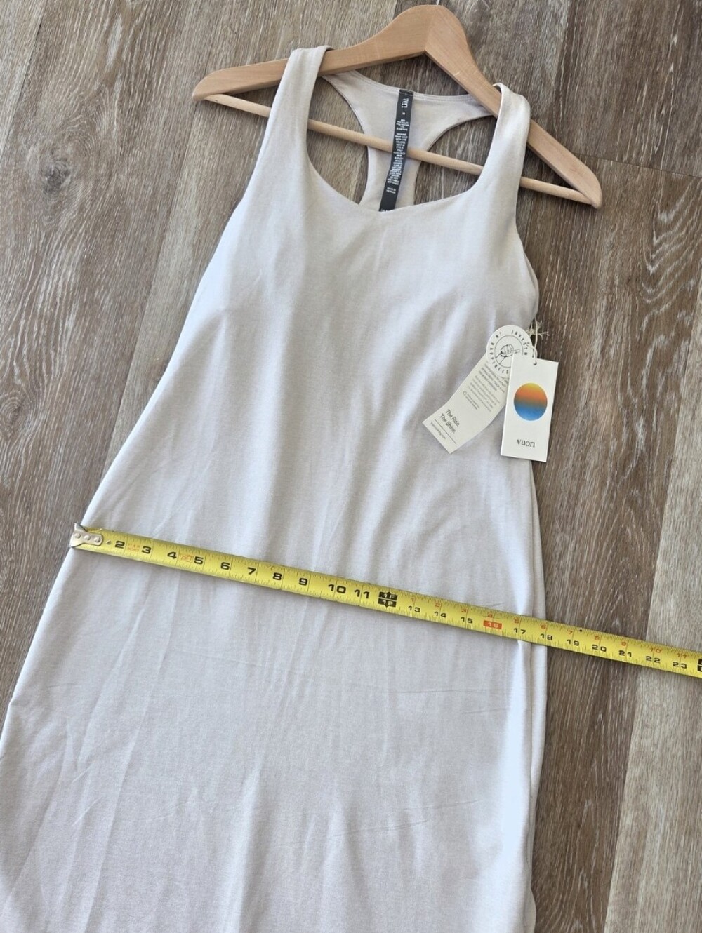 Vuori Halo Racerback Dress Sundress  NWT Ecru Heather Athleisure Casual - Picture 5 of 11